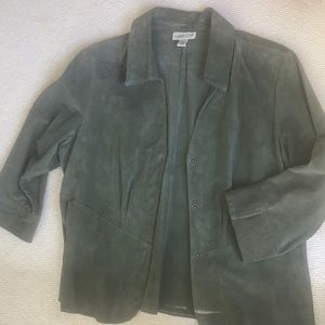 Suede light green jacket.